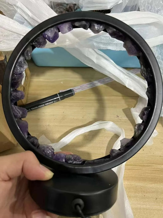 Healing Stone Night Lamp with Crystal Column Design