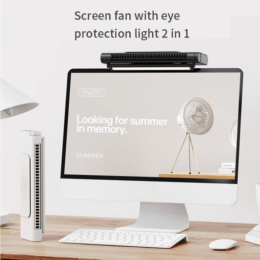 USB Bladeless Fan and Desktop Air Conditioner for Monitor Mount