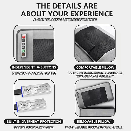 Shiatsu Massage Mat with Heat-Relaxing Full-Body Electric Mattress Pad