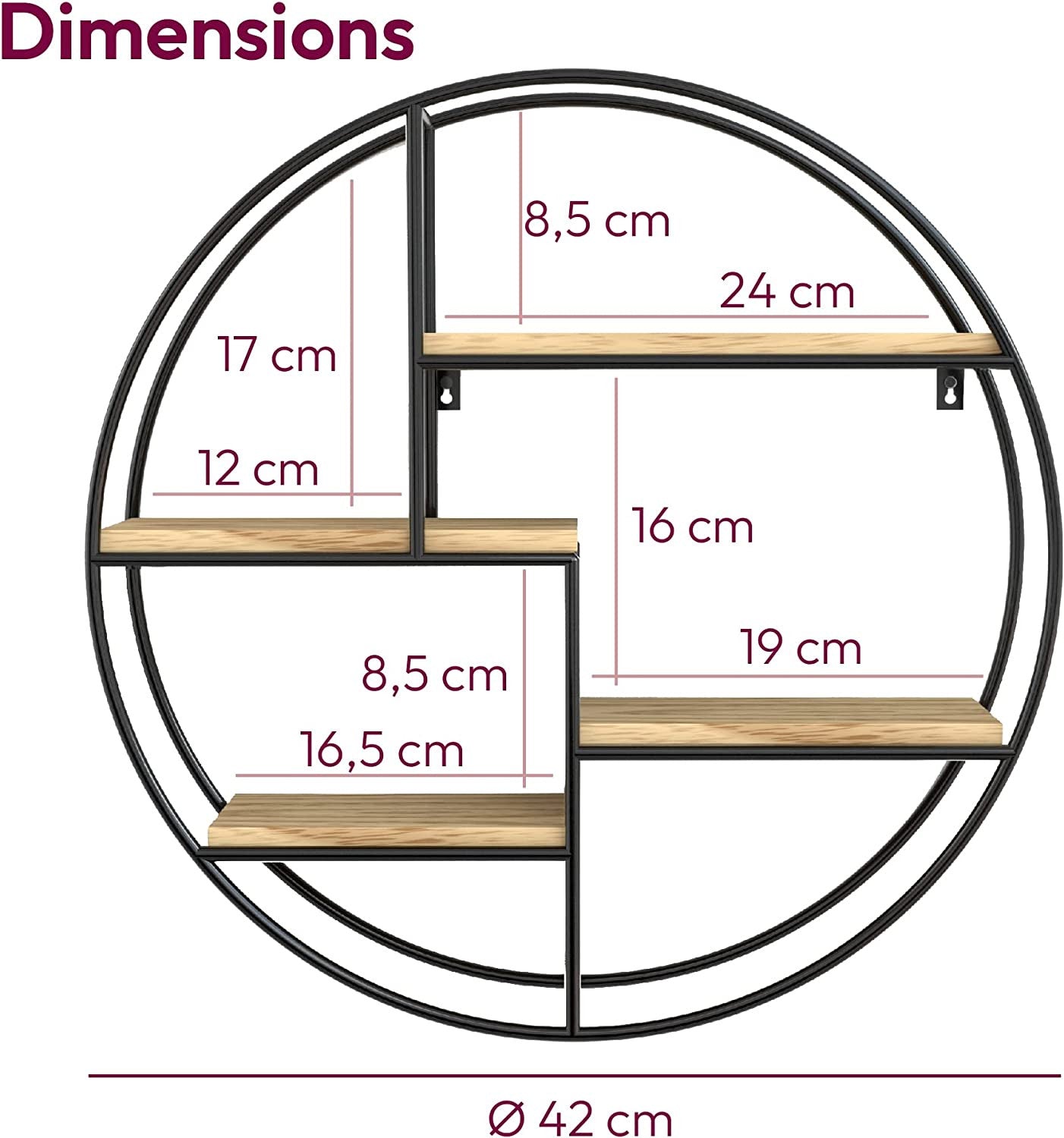 Industrial round wall shelf