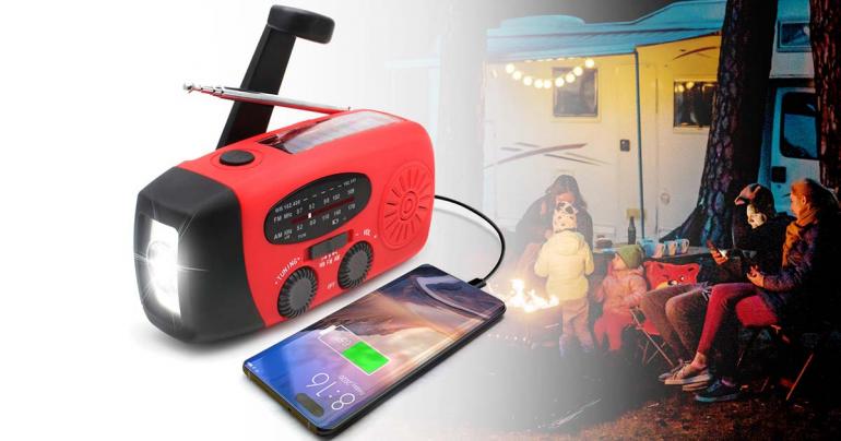 All-in-One Emergency Radio with Solar Power and Power Bank