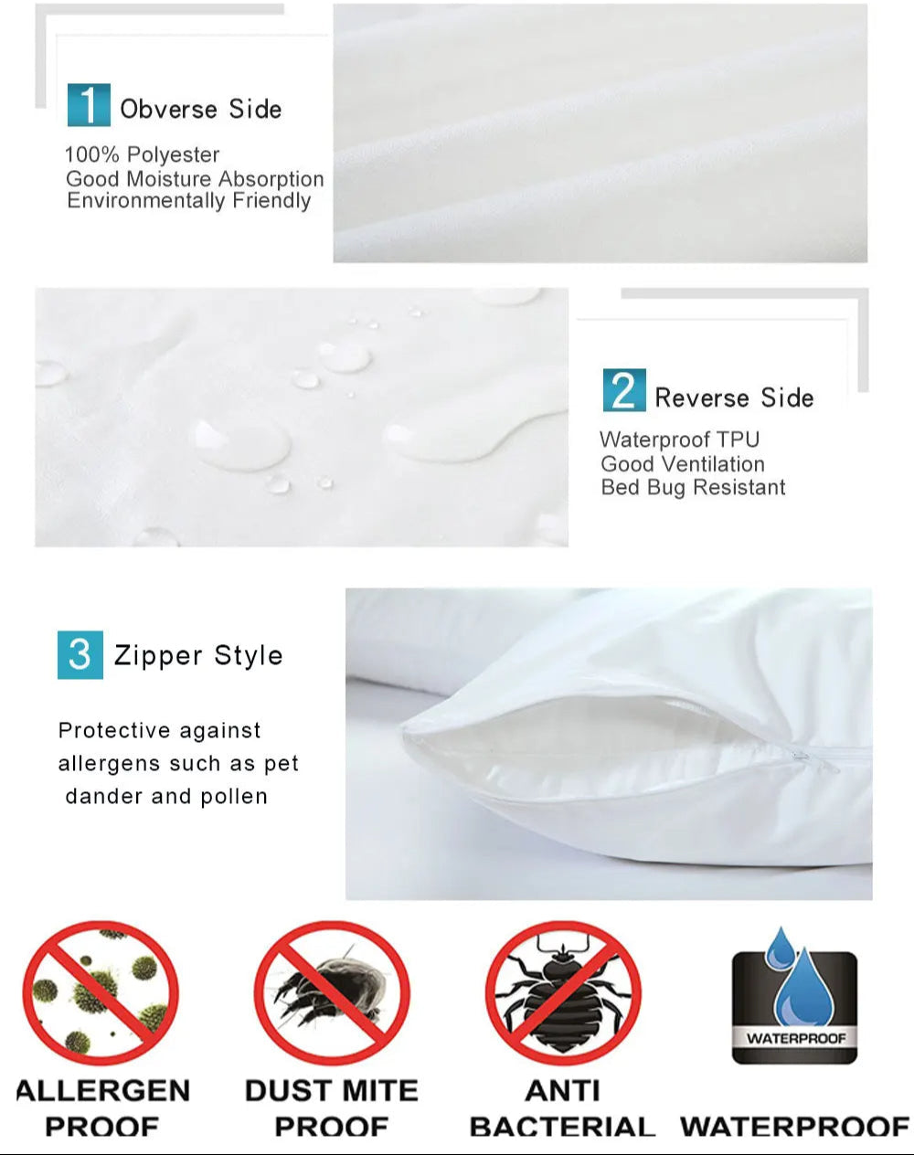 Waterproof Pillowcase for Bed Bug Control