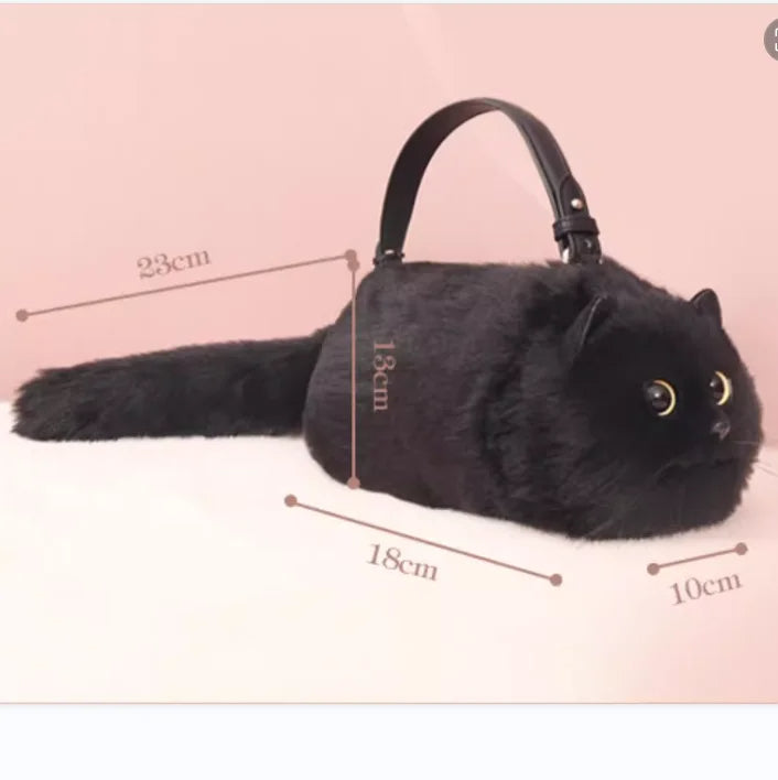One Shoulder Plush Cat Bag