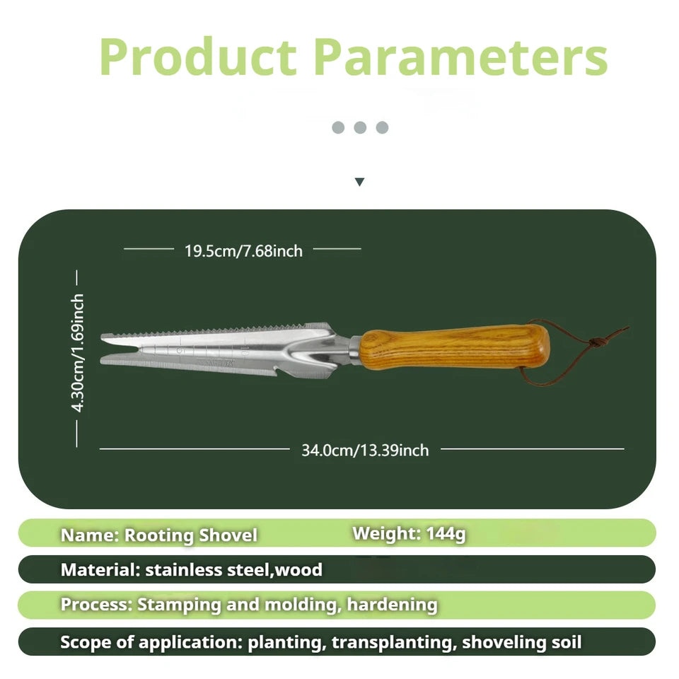 5-in-1 Stainless Steel Weed Puller Tool with Beech Handle
