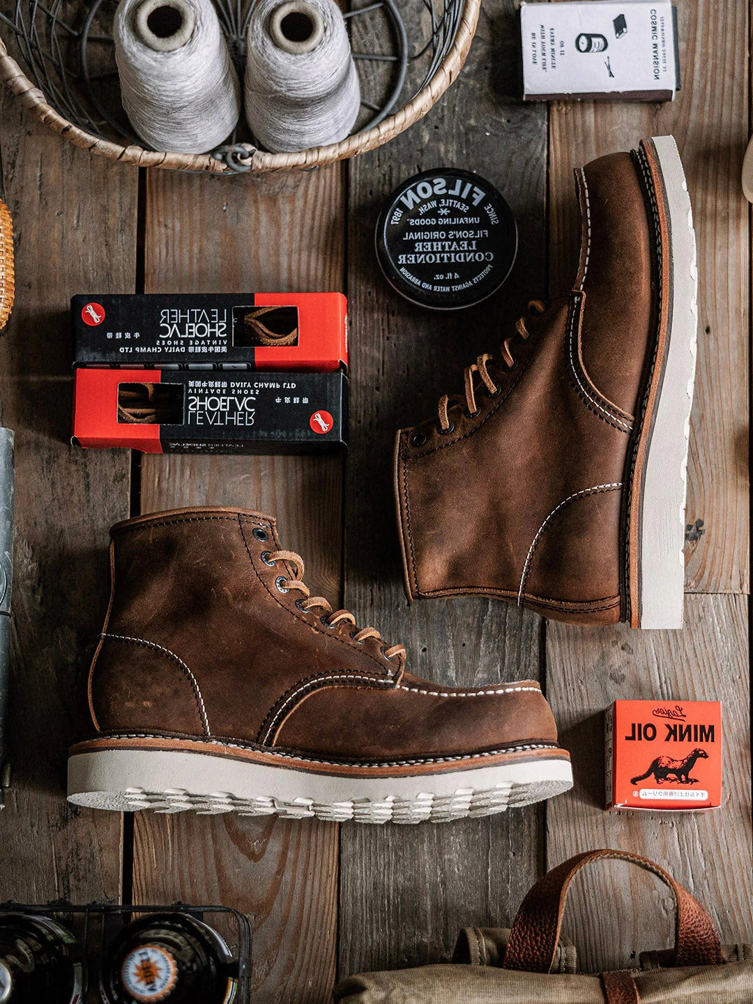 Men's Full Grain Leather Moccasin Toe Work Boots