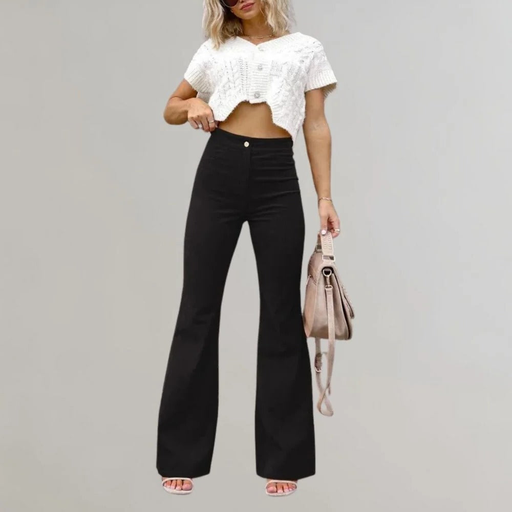 Trendy Corduroy Flared Trousers