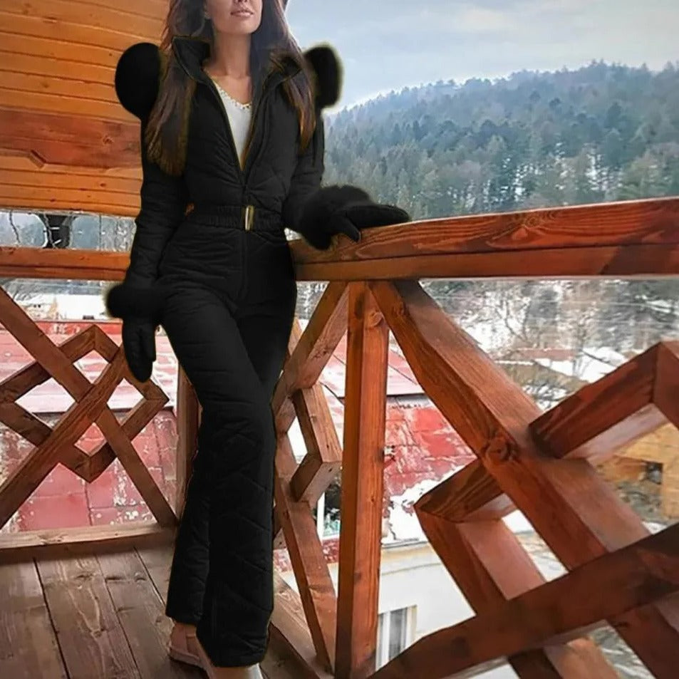 Stylish Winter Casual Snowboard Ski Suit With Zipper For Women