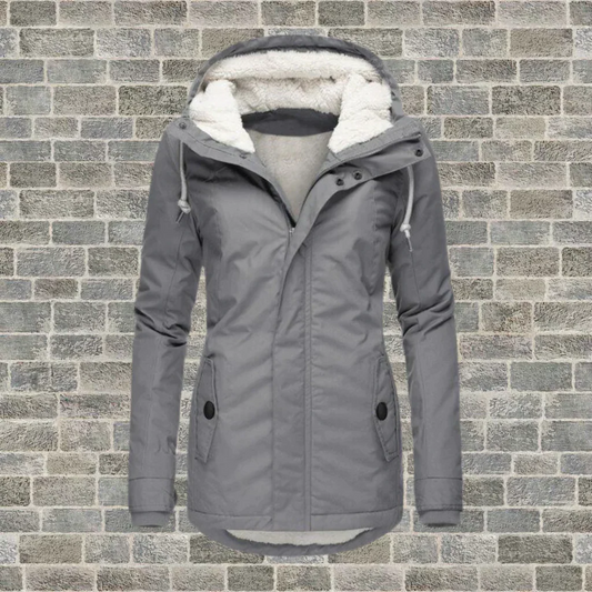 Pleated cotton coat with hood