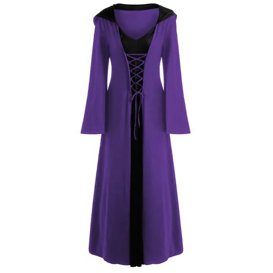 Official Medieval Dress Vampire Witch For Women Lace-up Hooded Cloak Robe