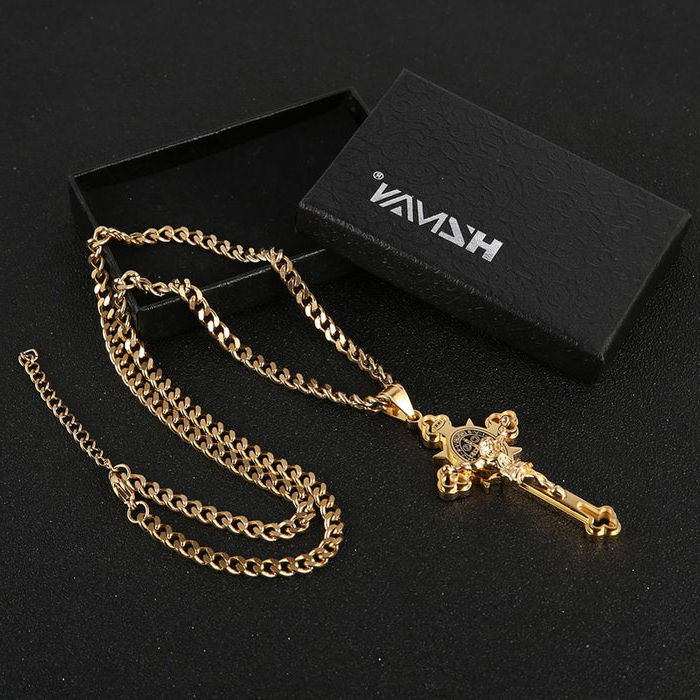 St. Benedict Crucifix Cross Pendant Necklacea