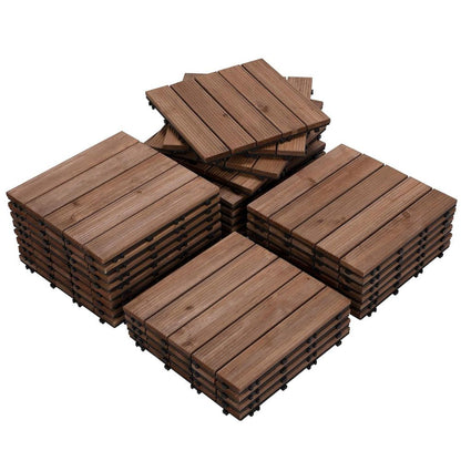 Interlocking Outdoor Patio Wood Flooring Deck Tiles 27Pcs