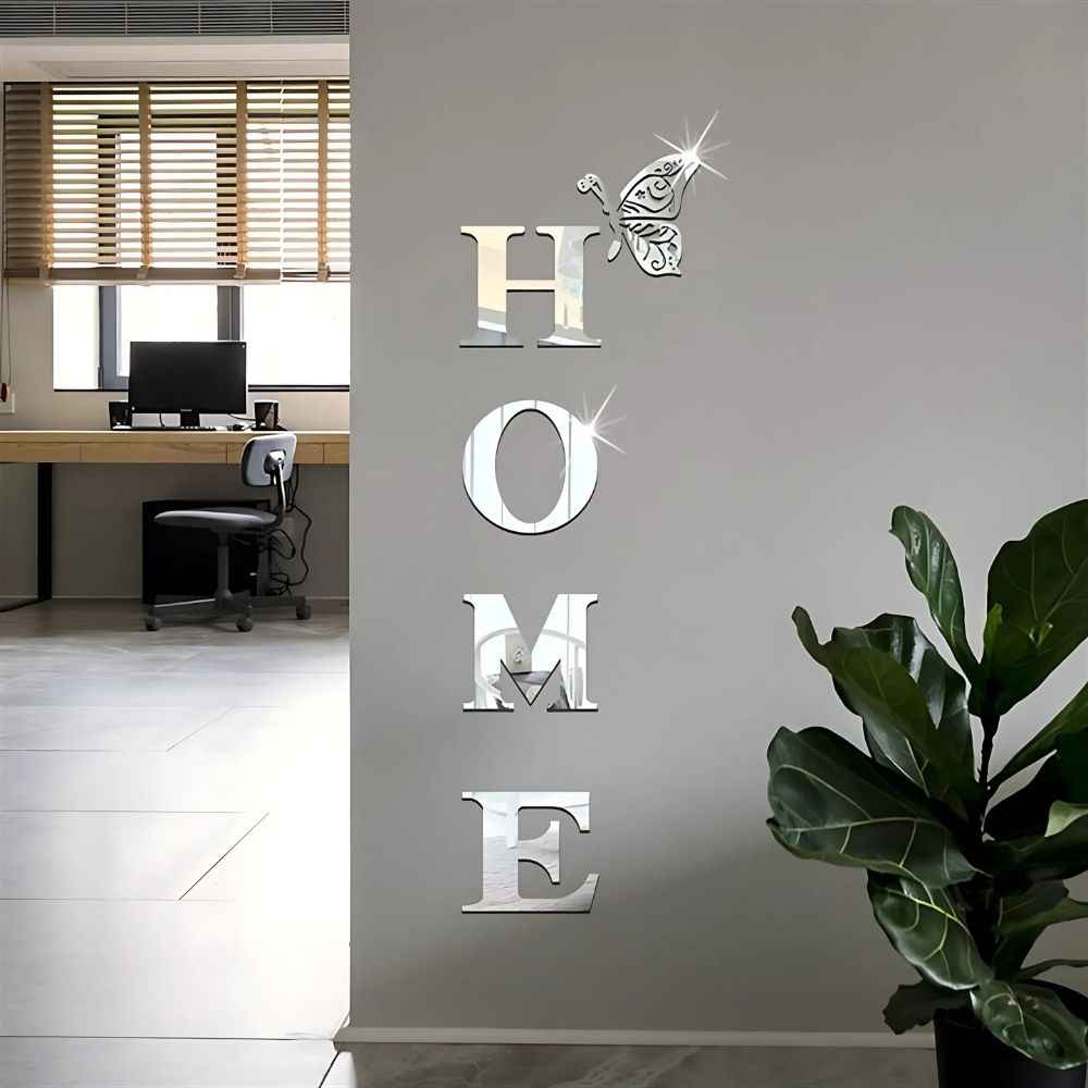 Home Entrance 3D Mirror Wall Sticker Decor