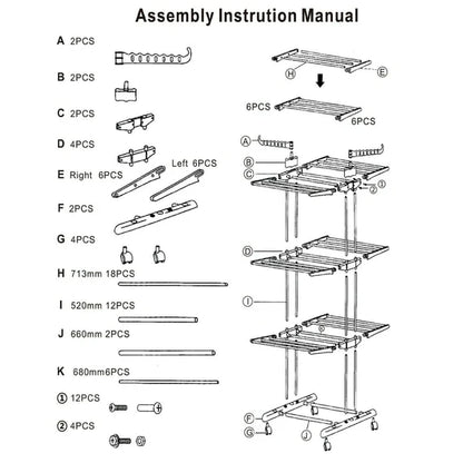 Foldable and Rolling Heavy Duty Clothes Drying Rack