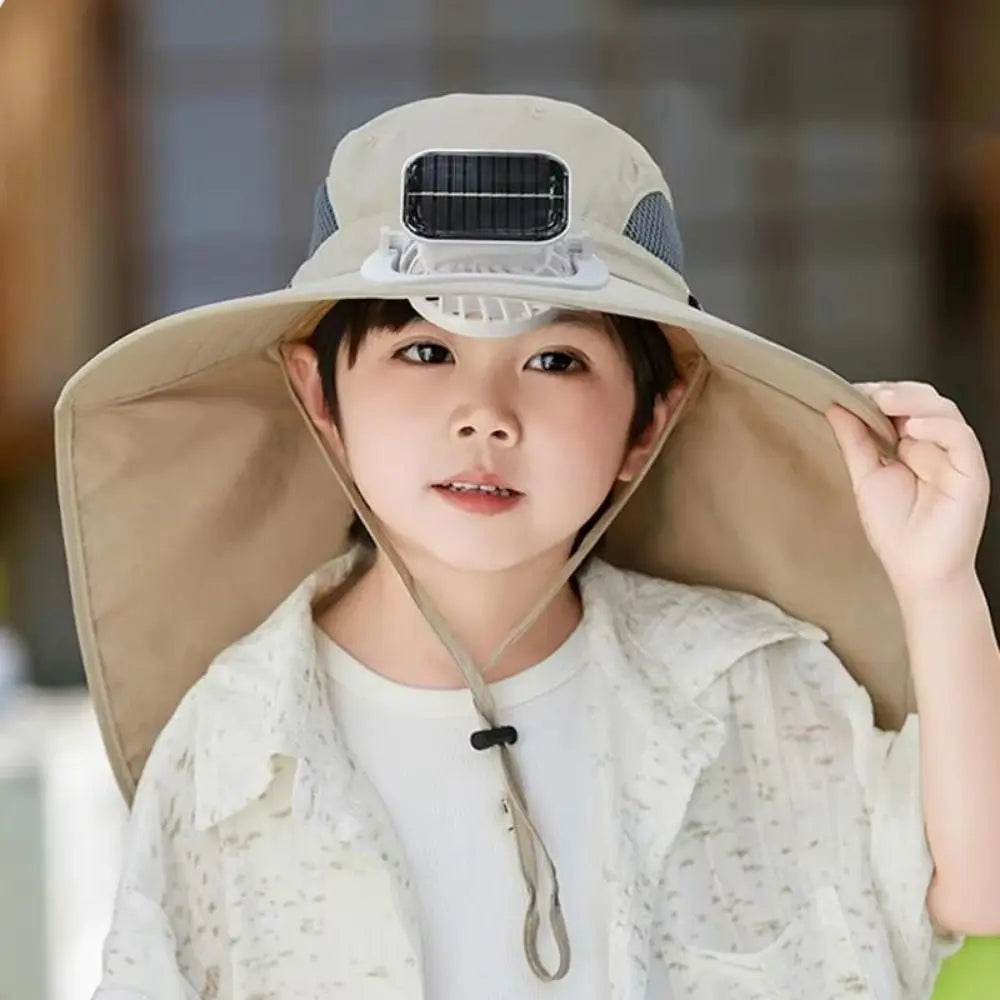 Adjustable Kids Solar Fan Hat