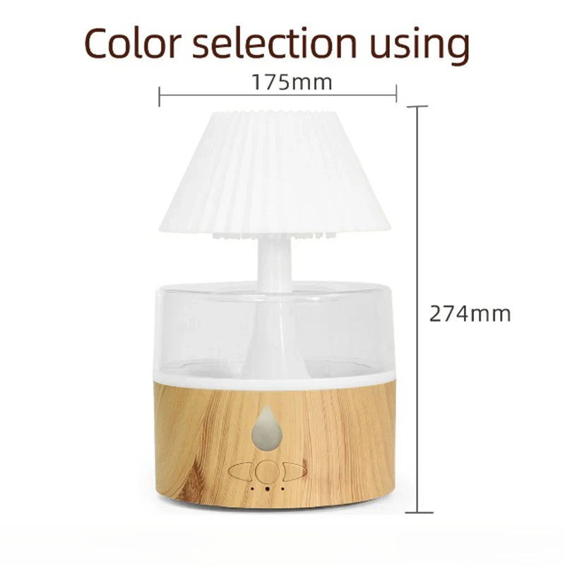 Rain Cloud Humidifier - Cool Mist Aromatherapy Diffuser, USB-Powered with Night Light