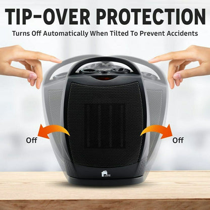 Portable Electric Space Heater Super Quiet Oscillating Heater Fan Thermostat