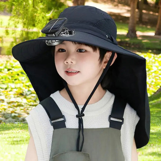 Adjustable Kids Solar Fan Hat