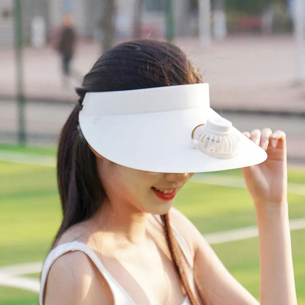 Sun Visor Hat with Cooling Fan