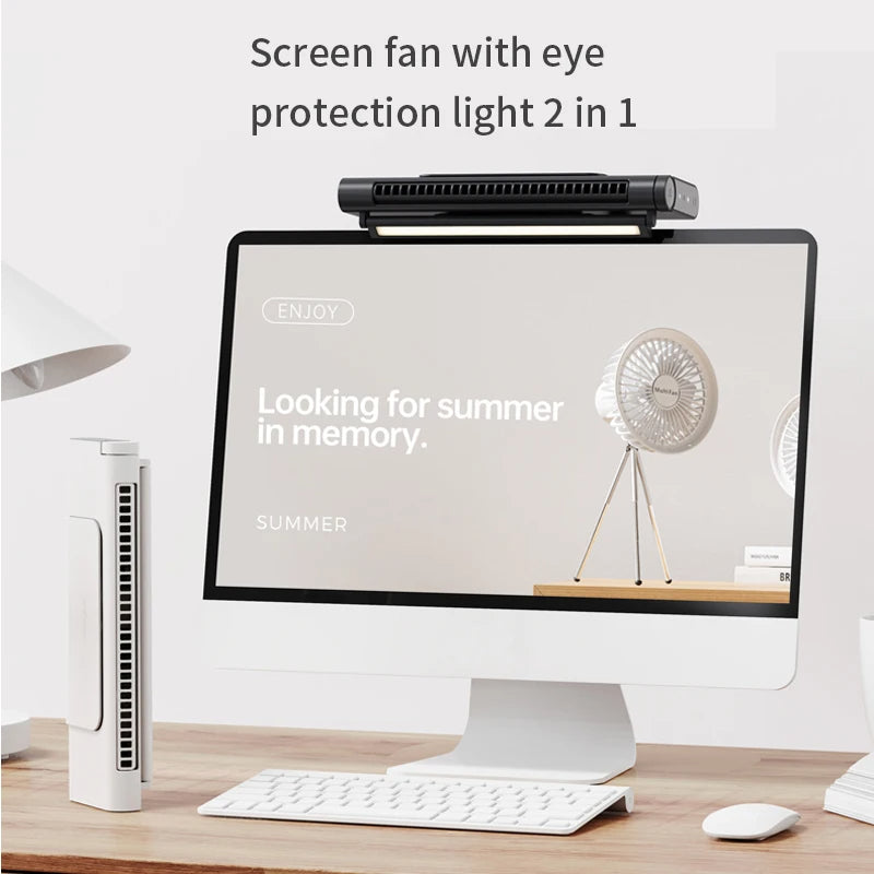 USB Bladeless Fan and Desktop Air Conditioner for Monitor Mount