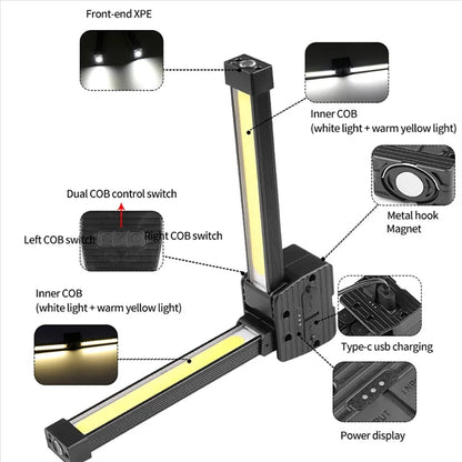 Rechargeable COB LED Work Light with Magnetic Base