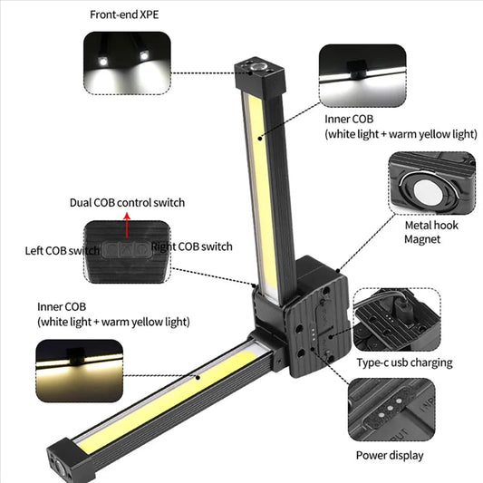 Rechargeable COB LED Work Light with Magnetic Base