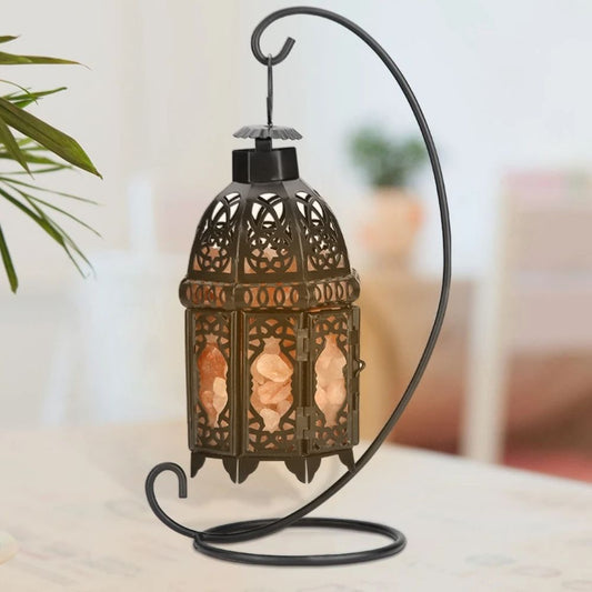 Vintage Iron Salt Rock Tabletop Lamp