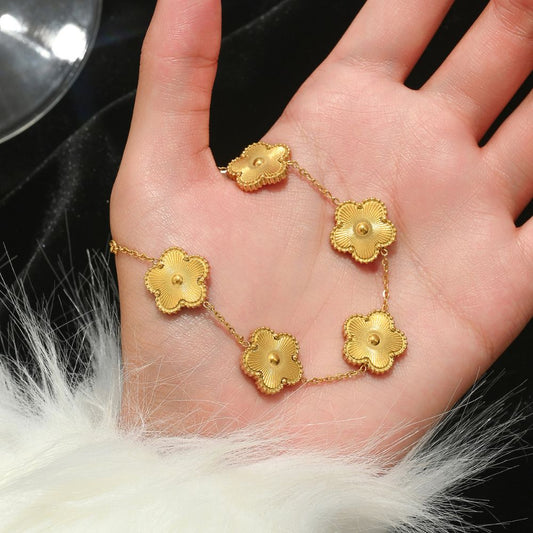 Stainless Steel Lucky Four Leaf Clover Bracelet for Women