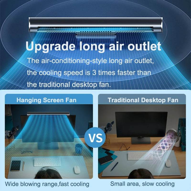 USB Bladeless Fan and Desktop Air Conditioner for Monitor Mount