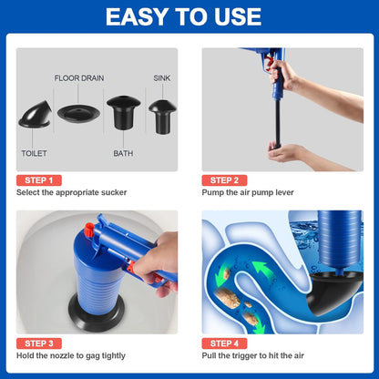 Drain Blaster Air Toilet Sink Plunger Gun Drain Clog Remover Tool