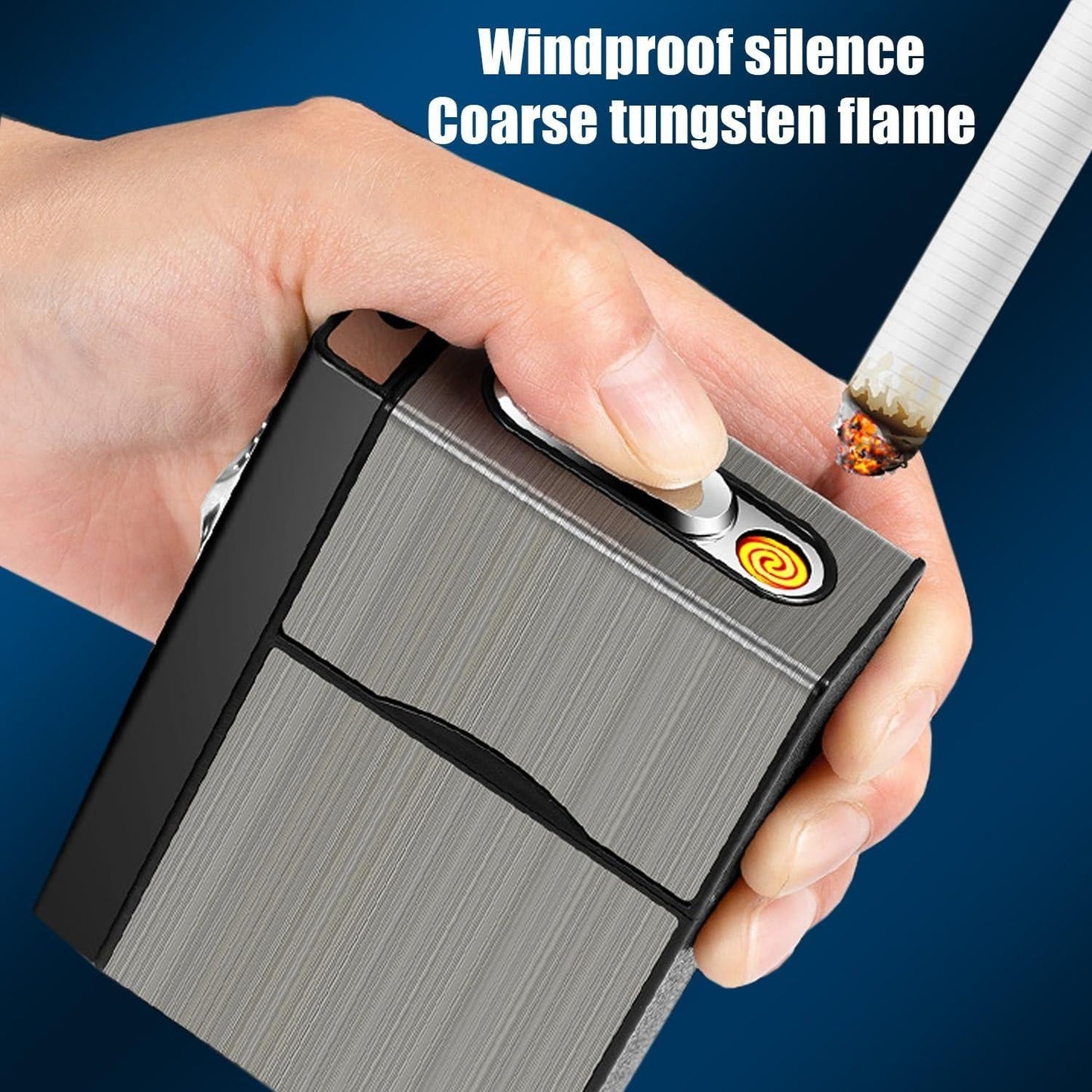 Metal Cigarette Case With Lighter