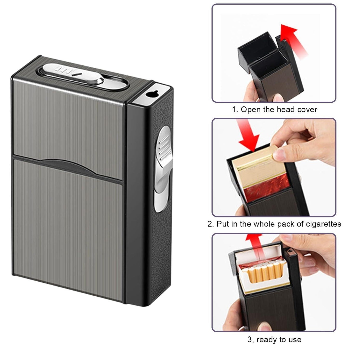 Metal Cigarette Case With Lighter