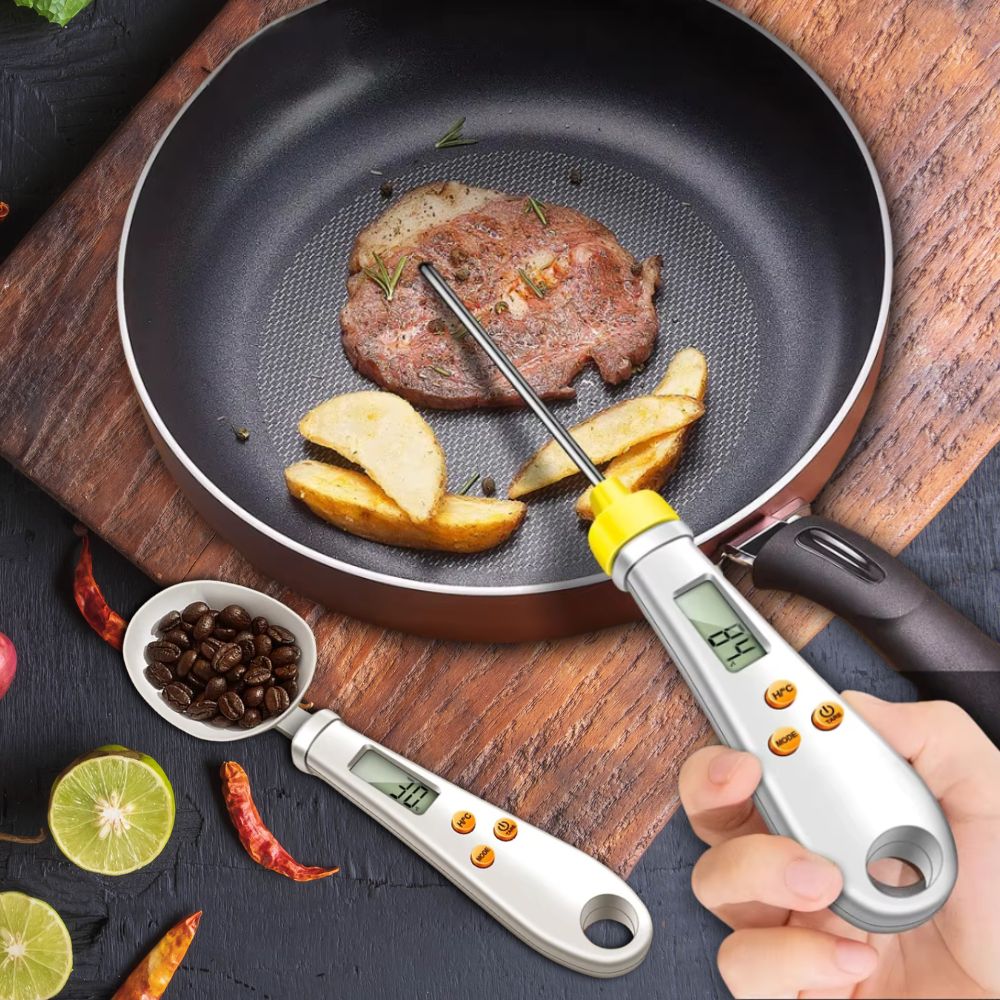2-in-1 Digital Mini Spoon Scale & Food Thermometer