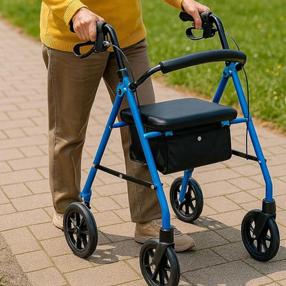 Folding Lightweight Steel Rollator with Seat
