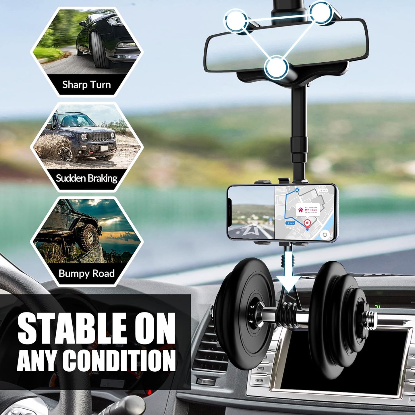 Rearview Mirror Phone Holder