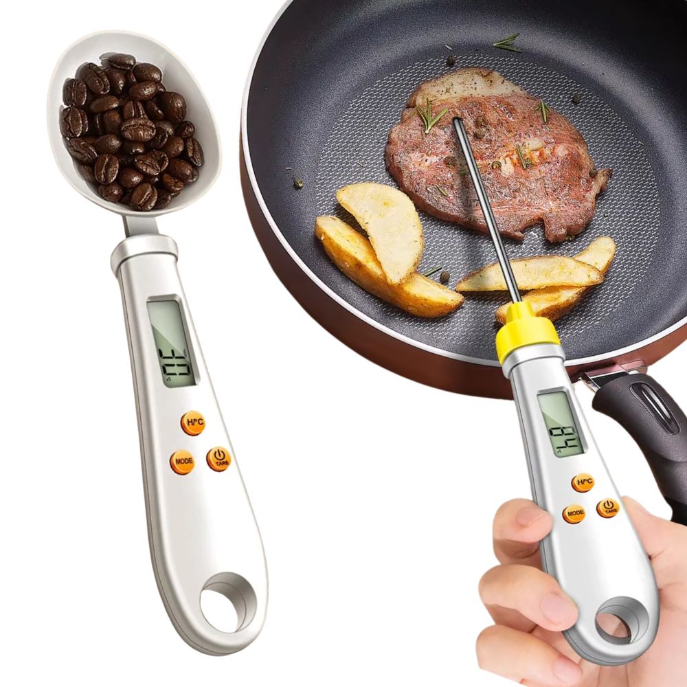 2-in-1 Digital Mini Spoon Scale & Food Thermometer