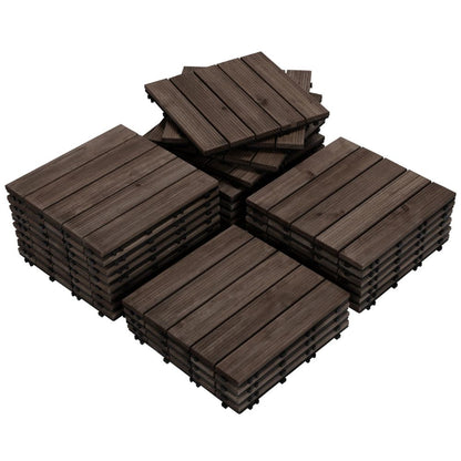 Interlocking Outdoor Patio Wood Flooring Deck Tiles 27Pcs