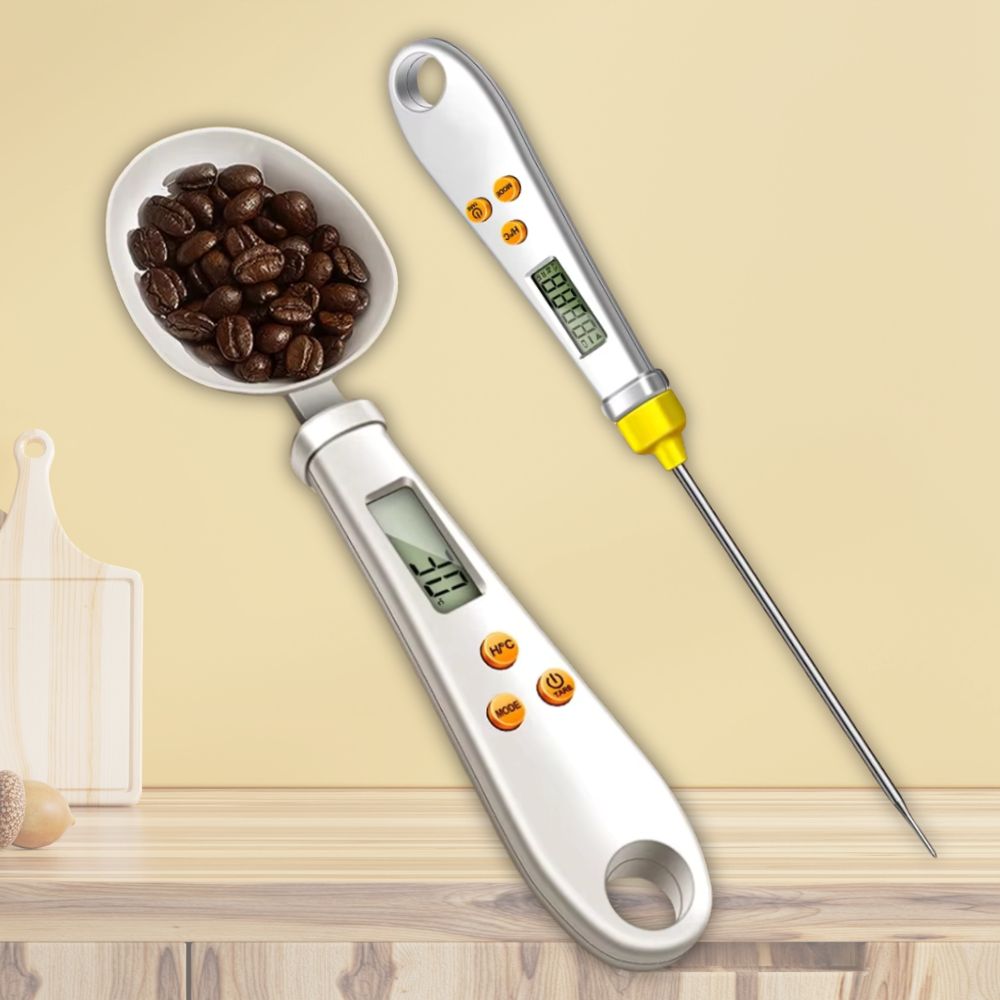 2-in-1 Digital Mini Spoon Scale & Food Thermometer
