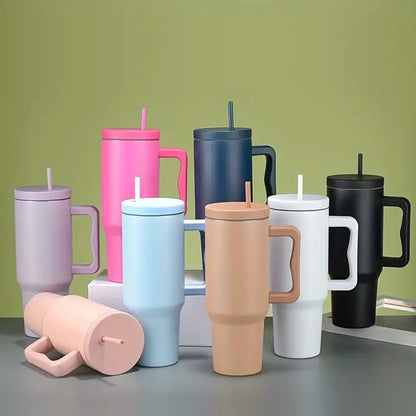 Trendy Stainless Steel Insulated Water Bottle with Straw and Handle