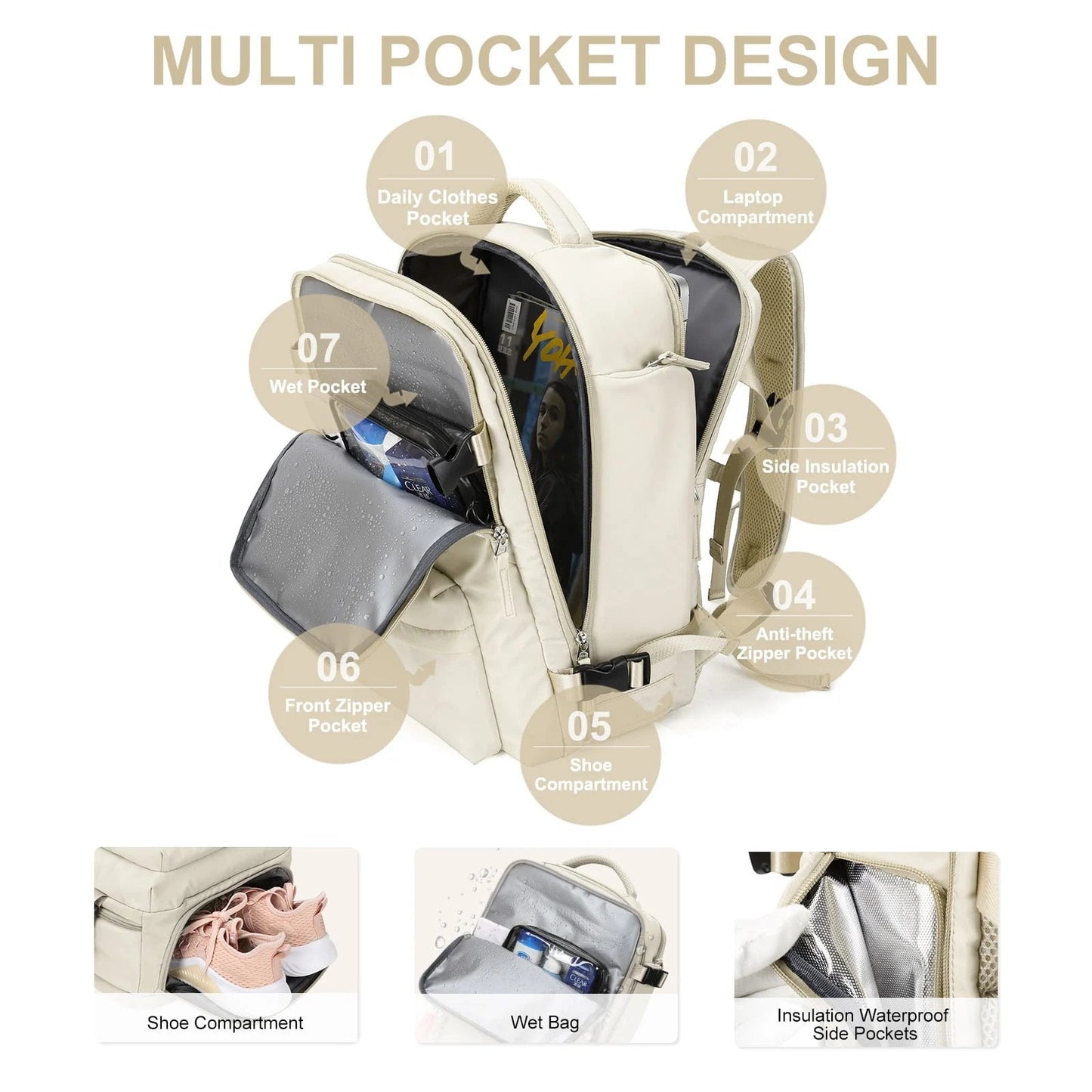 Women's large waterproof hiking backpack