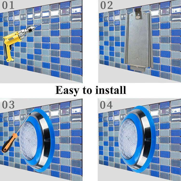 15W LED Stainless Steel Wall-Mounted Pool Light Landscape Underwater Light