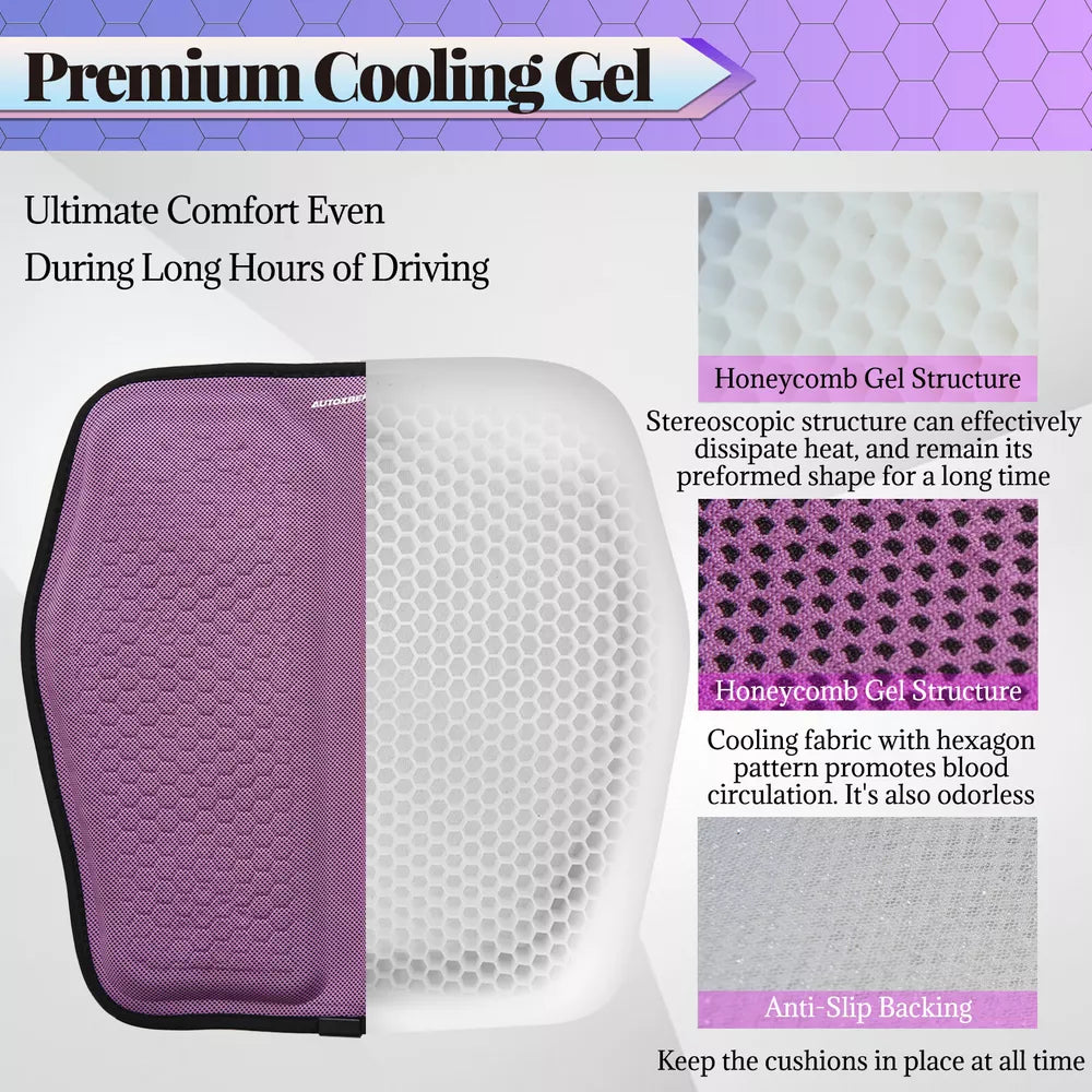 Car Seat Cushion with Breathable Cool Gel - Universal and Multifunctional, Provides Pressure Relief for Back and Tailbone Pain