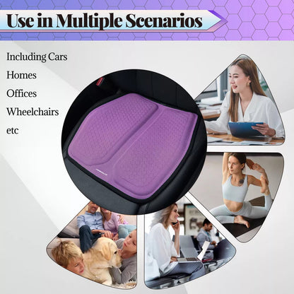Car Seat Cushion with Breathable Cool Gel - Universal and Multifunctional, Provides Pressure Relief for Back and Tailbone Pain