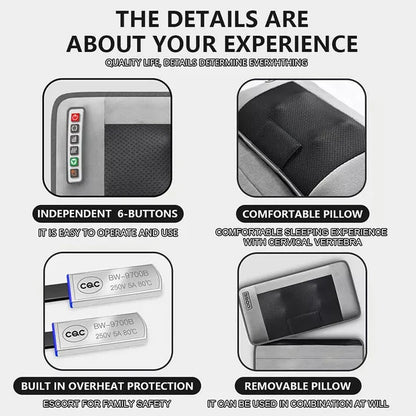 Shiatsu Massage Mat with Heat-Relaxing Full-Body Electric Mattress Pad