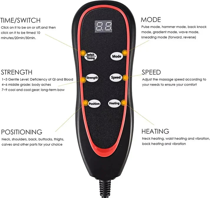 Shiatsu Massage Mat with Heat-Relaxing Full-Body Electric Mattress Pad