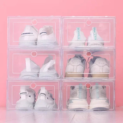 6pcs Clear Shoe Box Stackable Plastic Organizer
