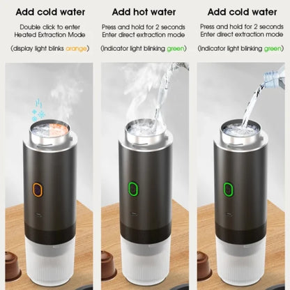 Wireless Espresso Coffee Machine Portable 3 in 1 Coffee Maker with Capsule and Powder