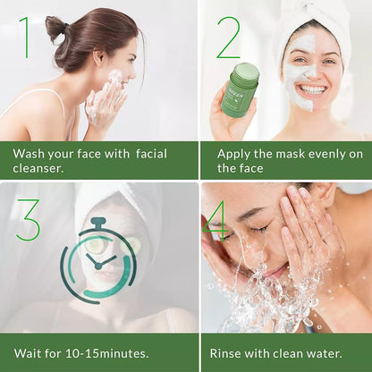 Blackheads Remover Mask, Poreless Deep Cleanse Mask Stick, Clay Purifying Green Tea-2 PCS