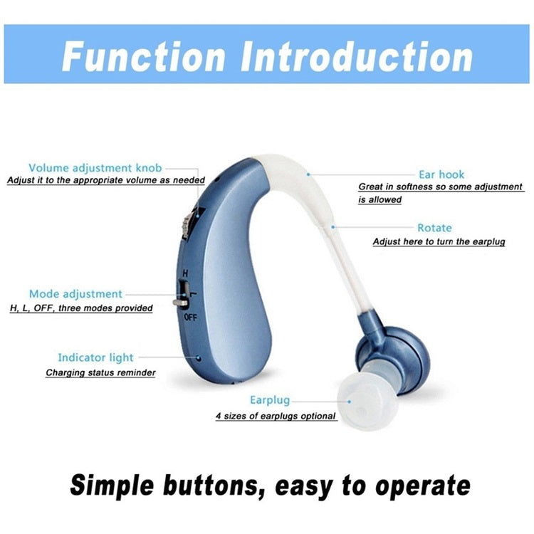 USB Rechargeable Bluetooth Hearing Aid Headphones For Seniors