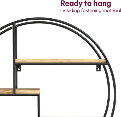 Industrial round wall shelf