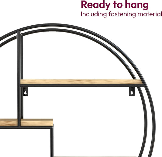 Industrial round wall shelf